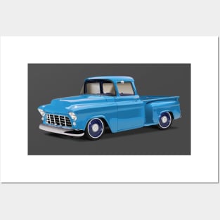 1955 Chevrolet Pickup Classic Truck Light Blue Posters and Art